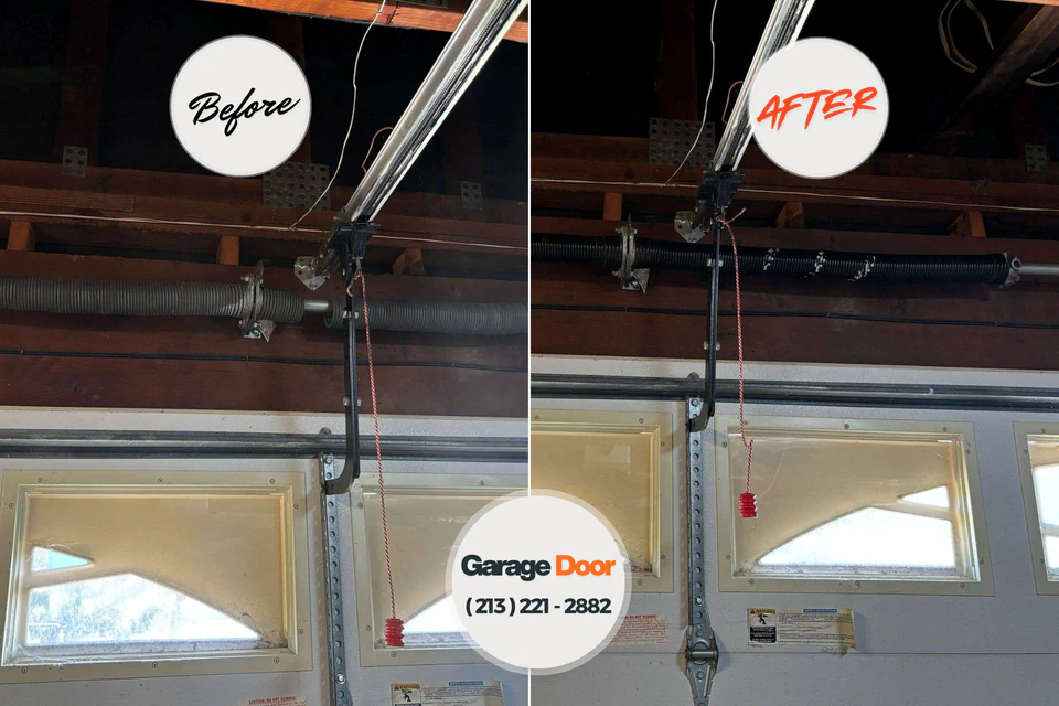 Before and after: garage door repair Hurley, WI